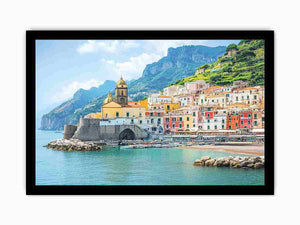 Mediterranean Amalfi coast canvas print for elegant living room decor.