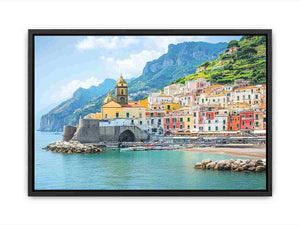 Mediterranean Amalfi coast canvas print for elegant living room decor.