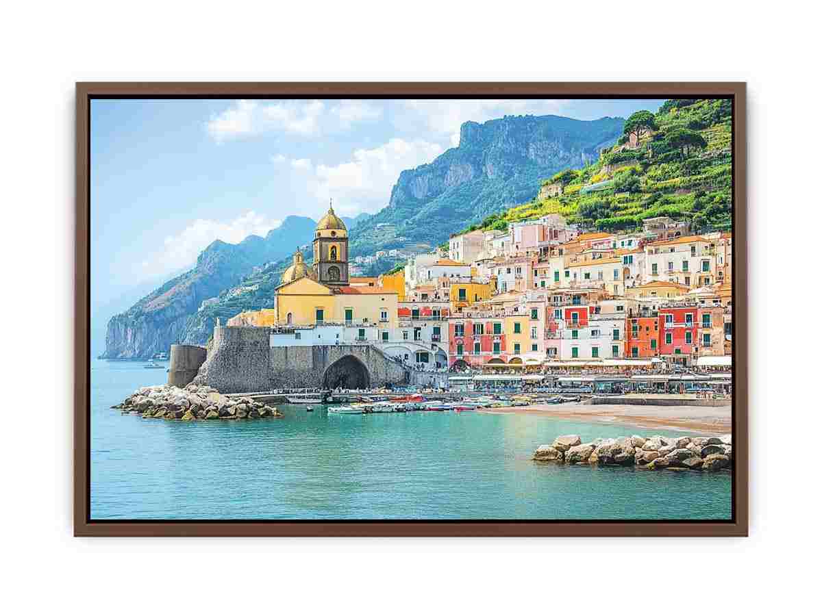 Mediterranean Amalfi coast canvas print for elegant living room decor.