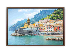 Mediterranean Amalfi coast canvas print for elegant living room decor.