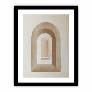 Neutral abstract arch canvas art for warm minimalist entryway decor.