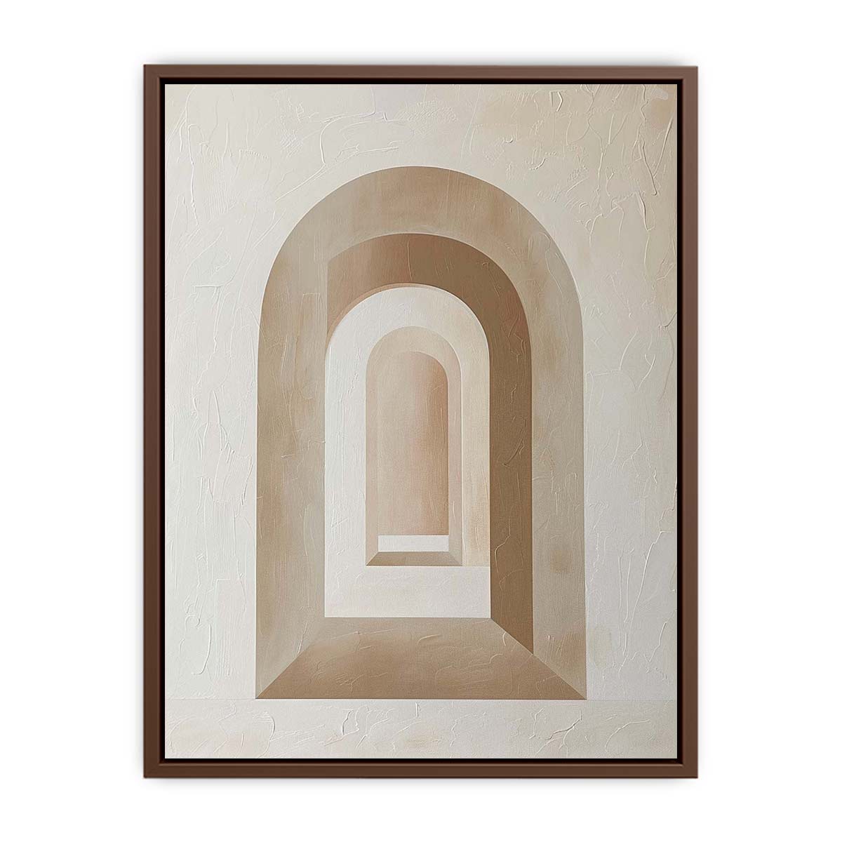 Neutral abstract arch canvas art for warm minimalist entryway decor.