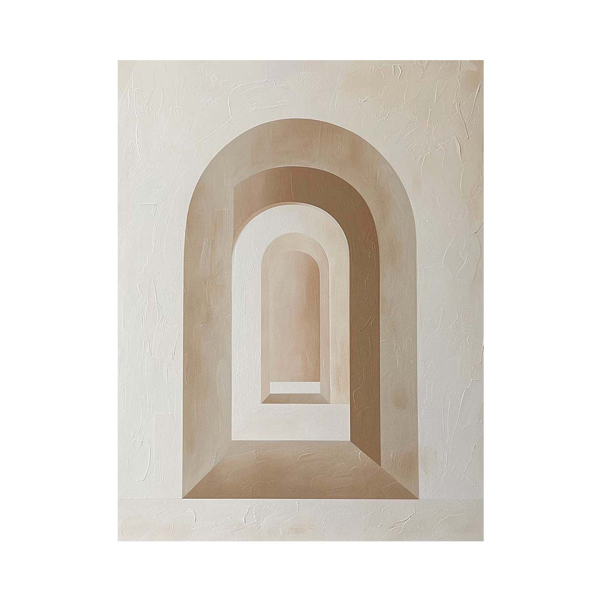 Neutral abstract arch canvas art for warm minimalist entryway decor.