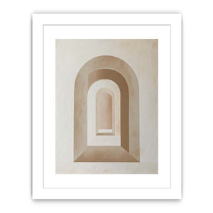 Neutral abstract arch canvas art for warm minimalist entryway decor.