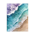 Turquoise abstract ocean wave canvas art for coastal bathroom decor.