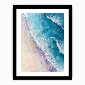 Teal abstract coastal wave canvas art for beach house bedroom decor.