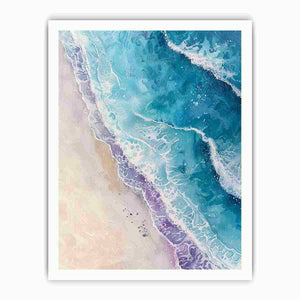 Teal abstract coastal wave canvas art for beach house bedroom decor.
