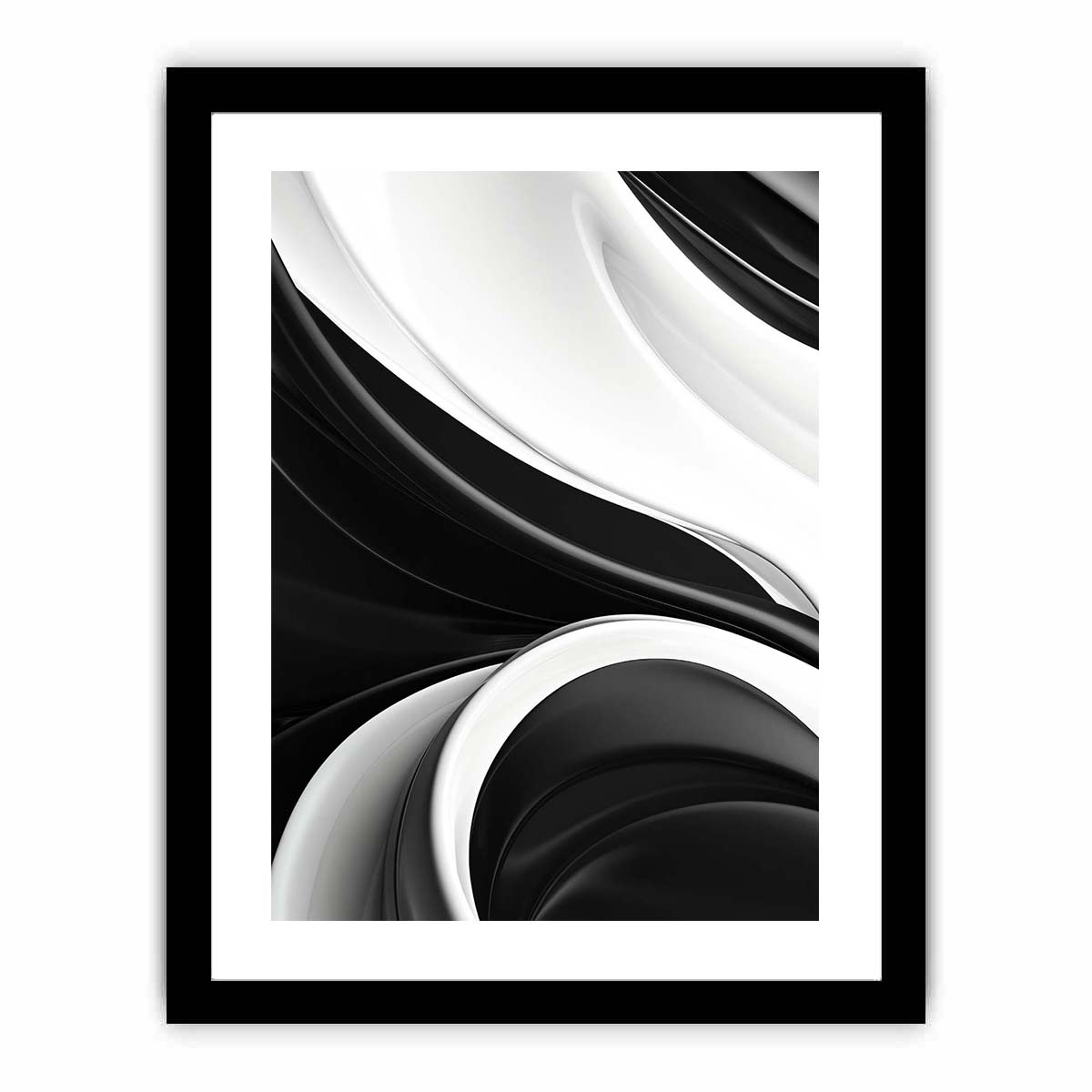 Black and white abstract canvas art for sleek modern living room decor.