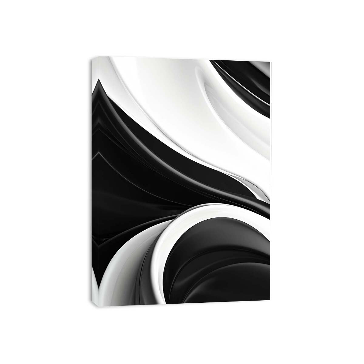 Black and white abstract canvas art for sleek modern living room decor.