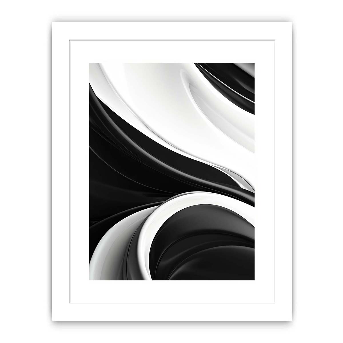 Black and white abstract canvas art for sleek modern living room decor.