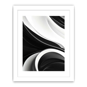 Black and white abstract canvas art for sleek modern living room decor.