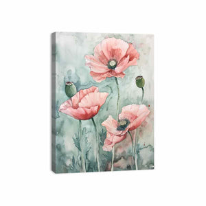 Watercolor Poppies Canvas Print