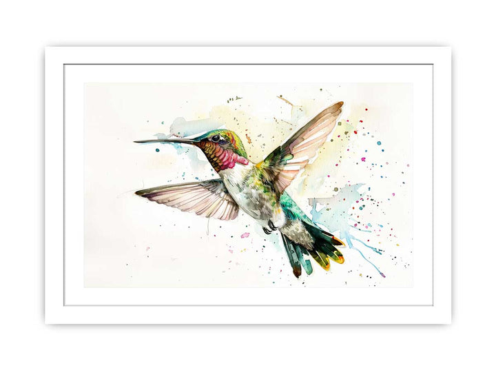 Hummingbird Watercolor Painting framed Print