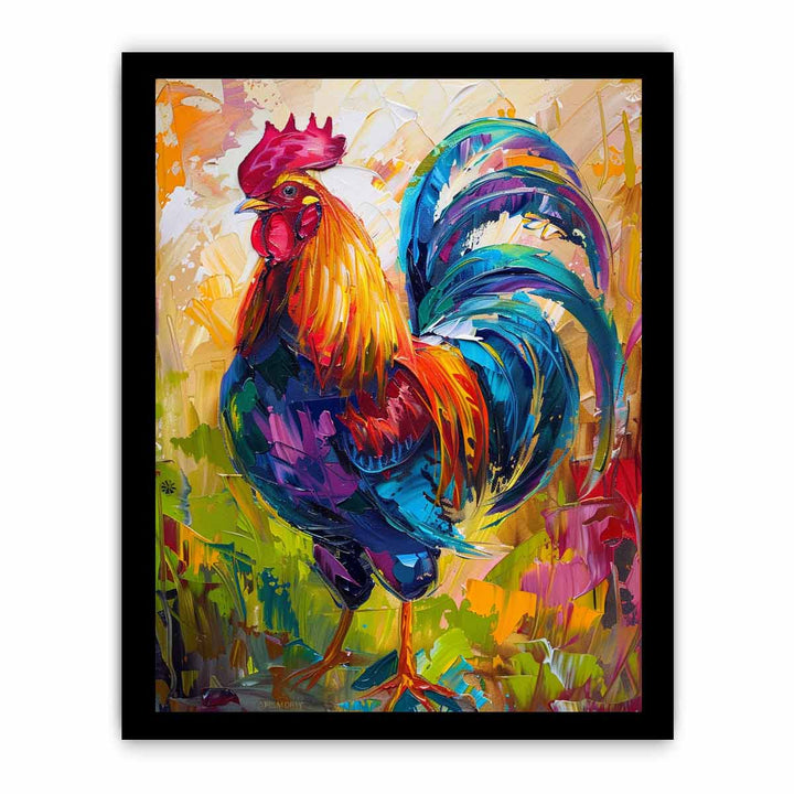 Colorful Rooster Painting framed Print