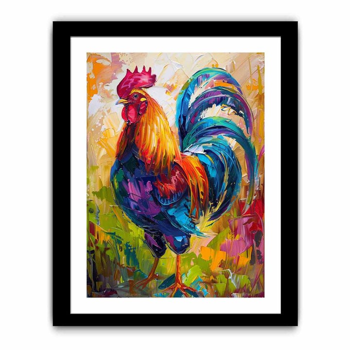 Colorful Rooster Painting framed Print