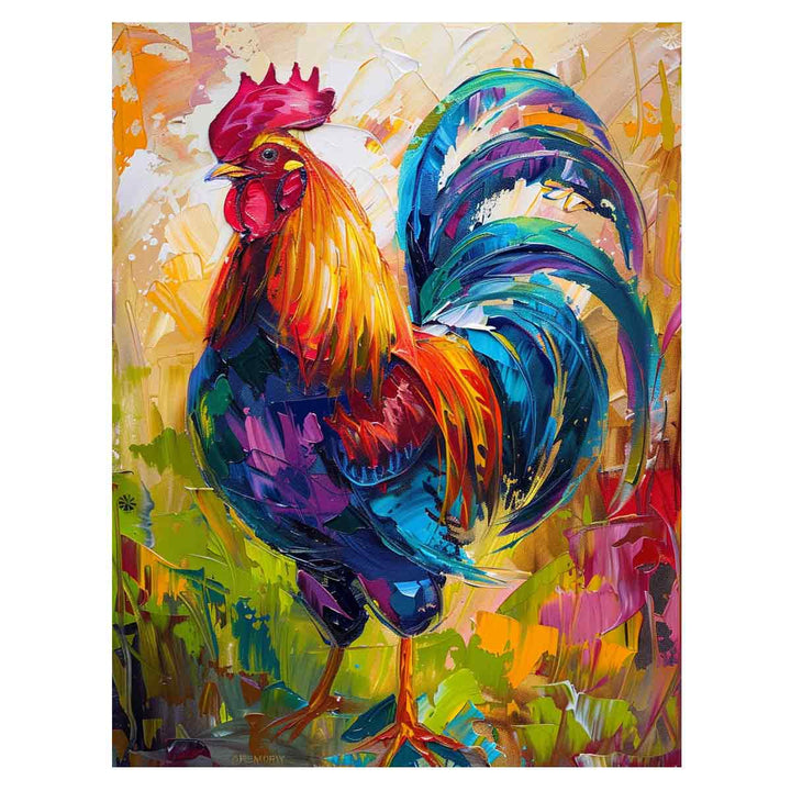Colorful Rooster Painting Art Print