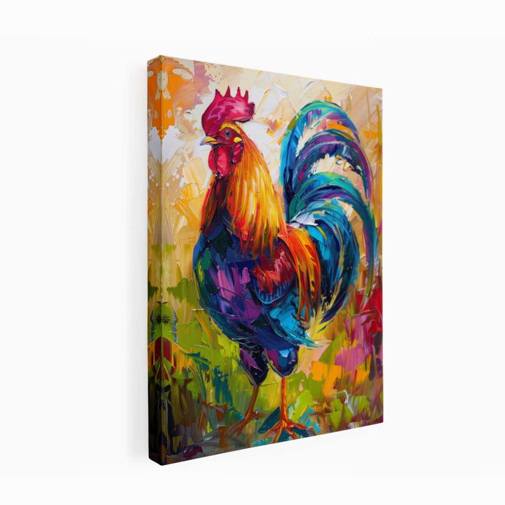 Colorful Rooster Painting canvas Print