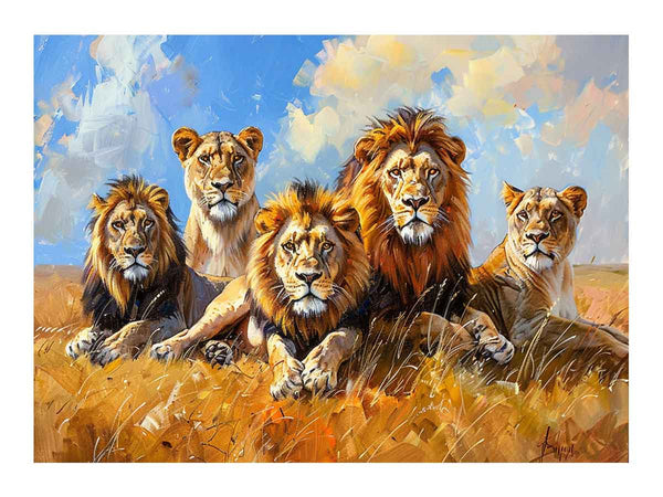 Five Lions  Art Print