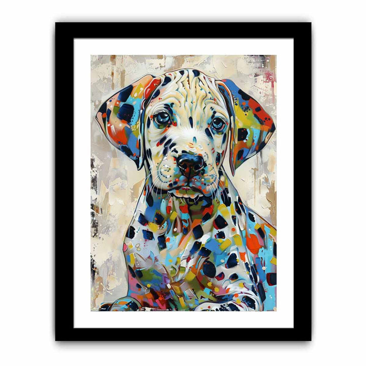 Colorful Dalmatian Puppy Dog Painting framed Print