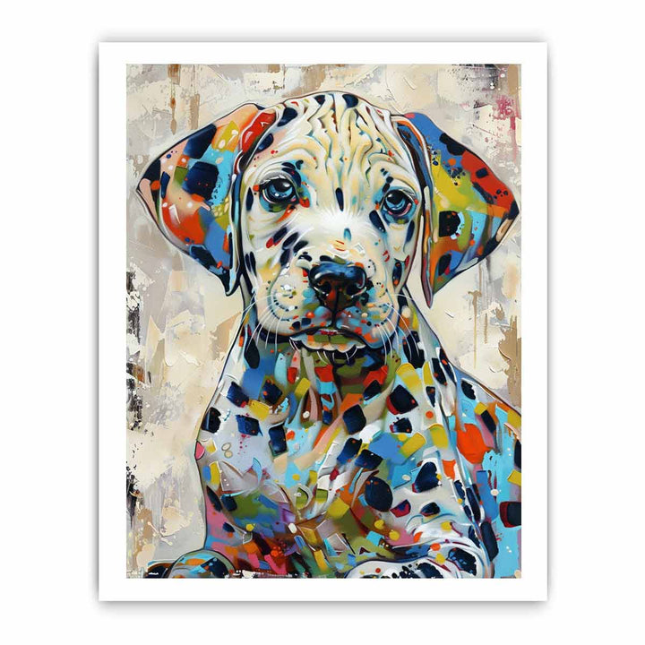Colorful Dalmatian Puppy Dog Painting framed Print