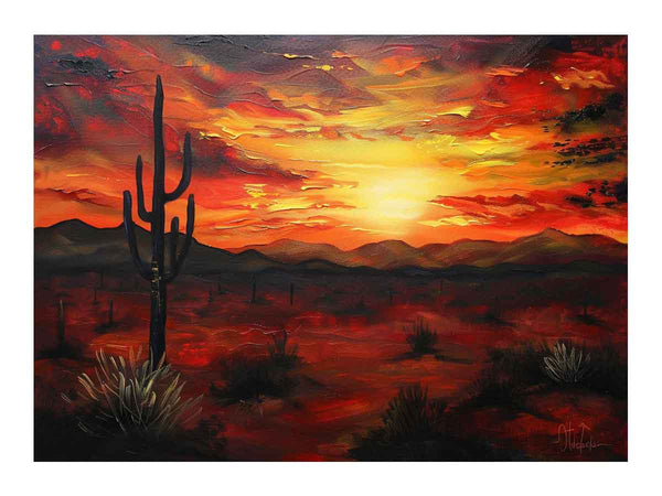 Desert Sunset Painting Art Print
