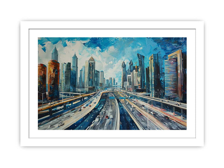 Dubai Skyline Painting framed Print