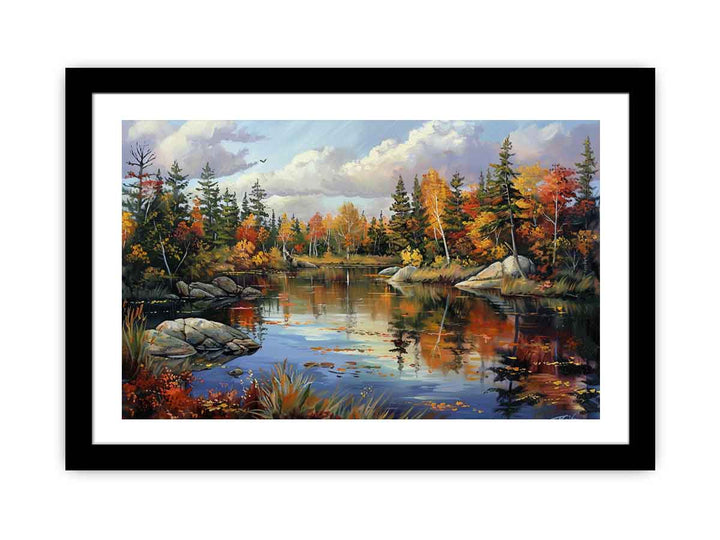 Pine River Reflection framed Print