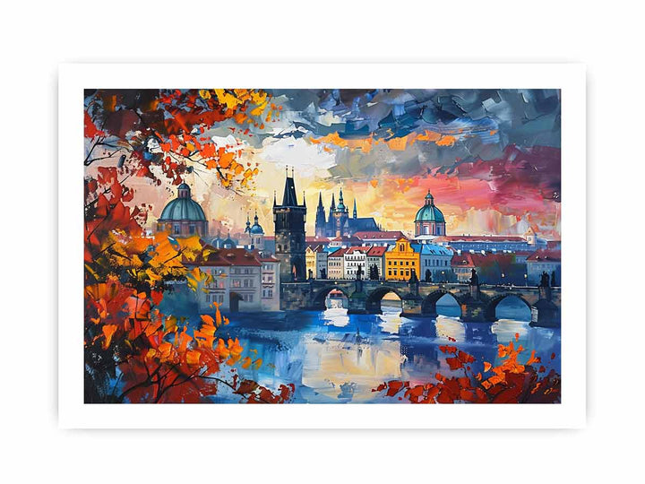 Prague City Of Hundres Spiers Paintingframed Print