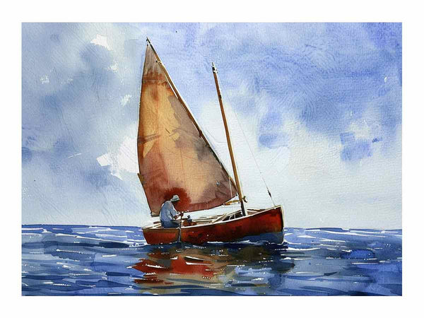 Man Sailing A Dory Painting Art Print