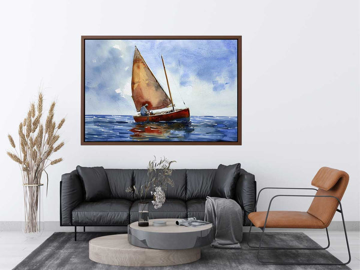 Man Sailing A Dory Painting Art Print