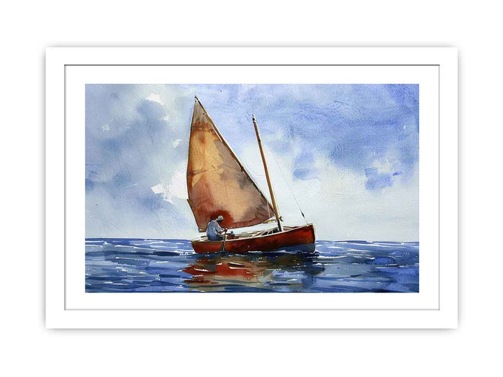 Man Sailing A Dory Painting framed Print