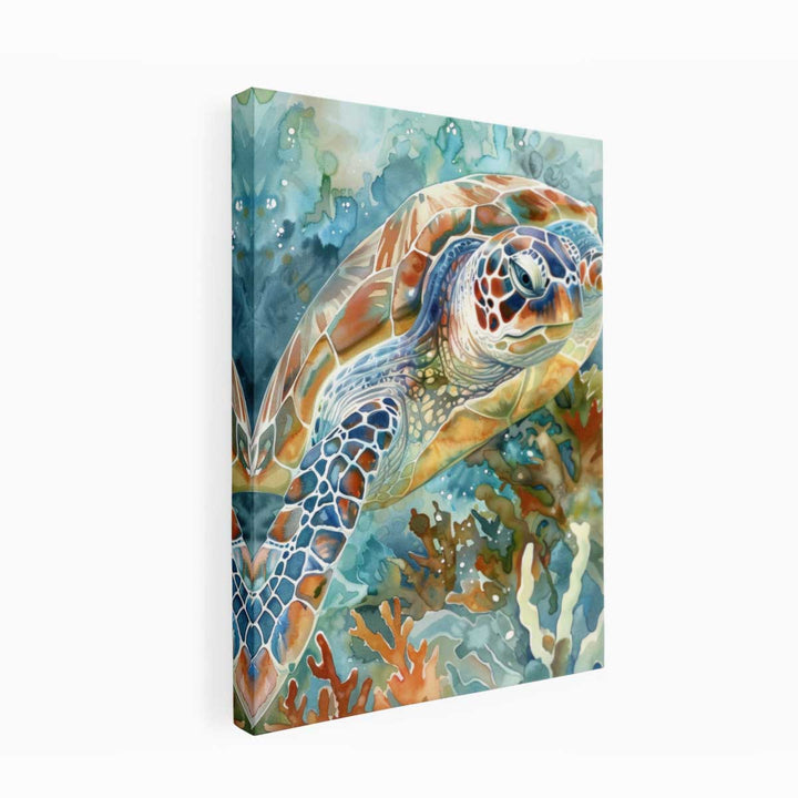 Turtle Watercolor Painting canvas Print