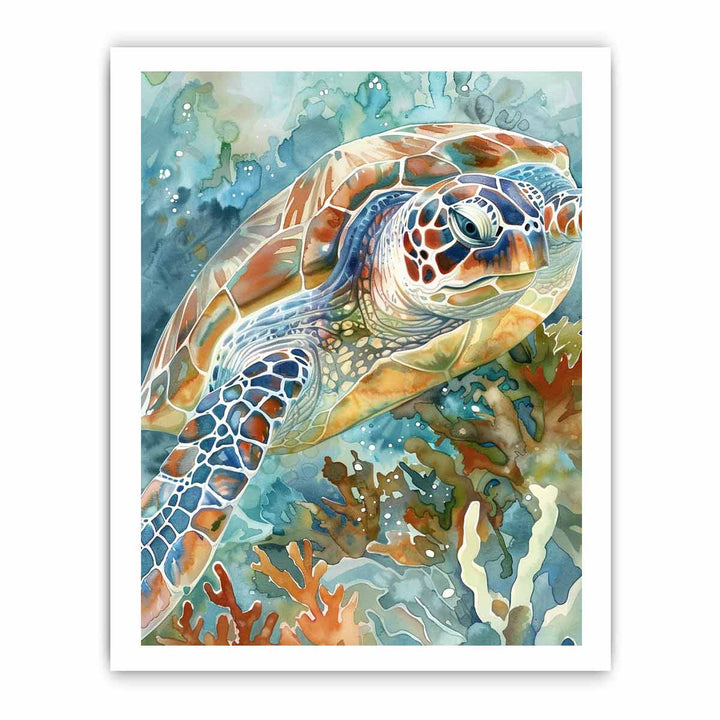 Turtle Watercolor Painting framed Print