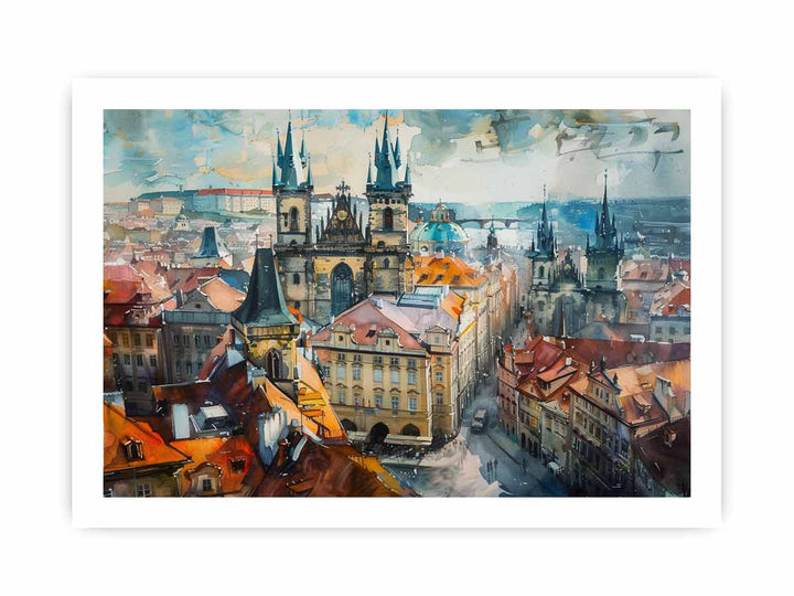 Prague City Painting framed Print