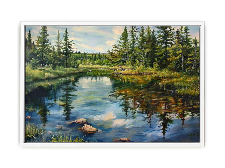 Pine River Reflection Painting Painting