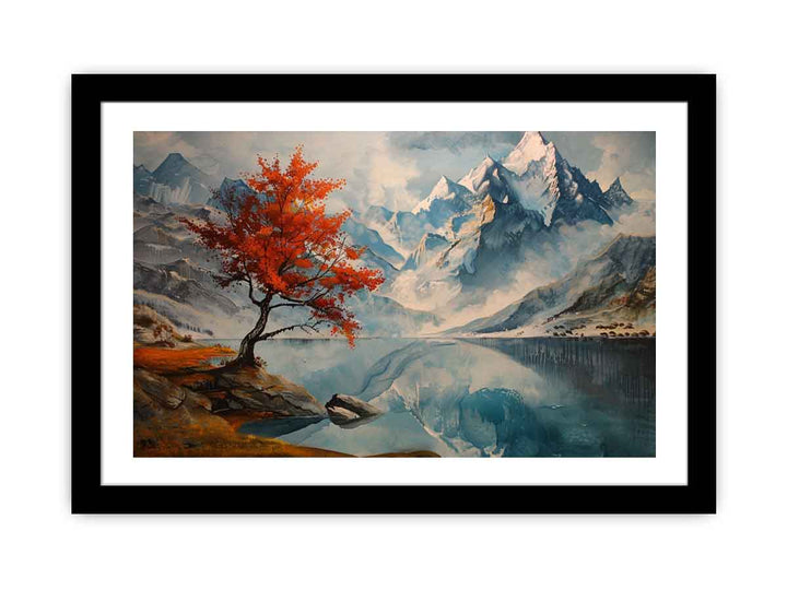 Mountain Lake Painitng framed Print