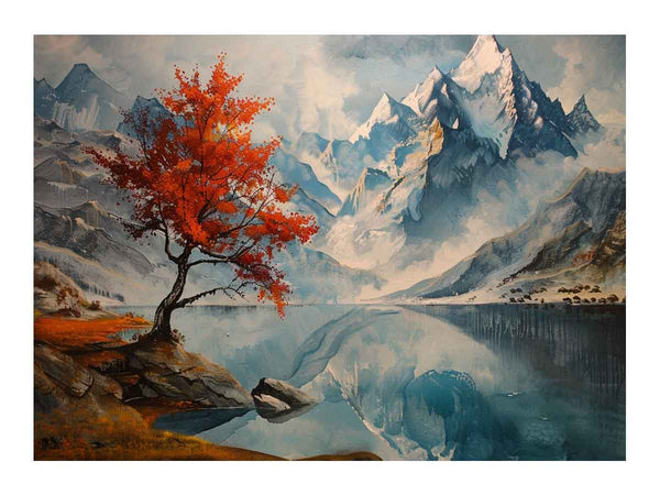 Mountain Lake Painitng Art Print