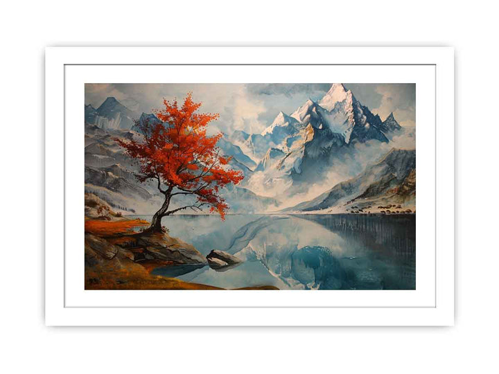Mountain Lake Painitng framed Print