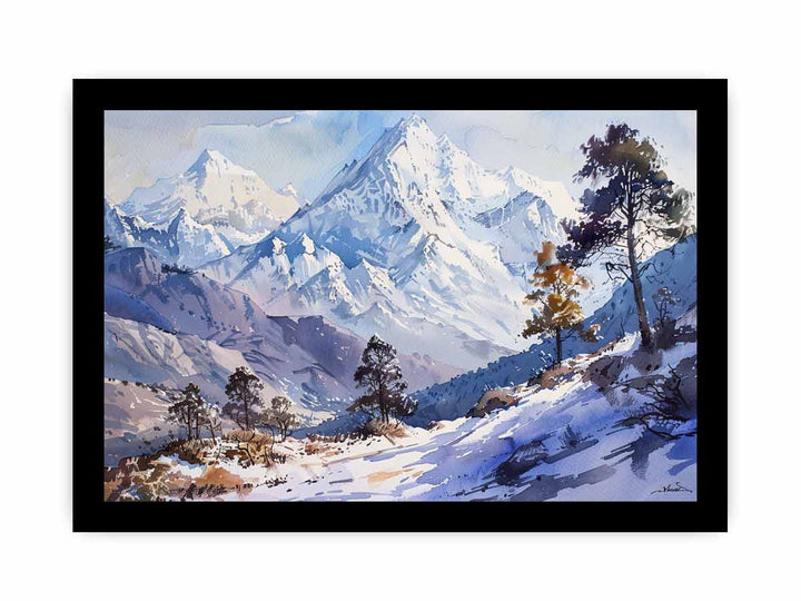 Mountain Snow Art framed Print