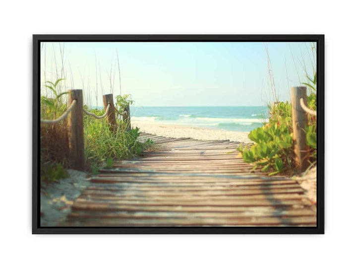 Wooden Path To Sea canvas Print