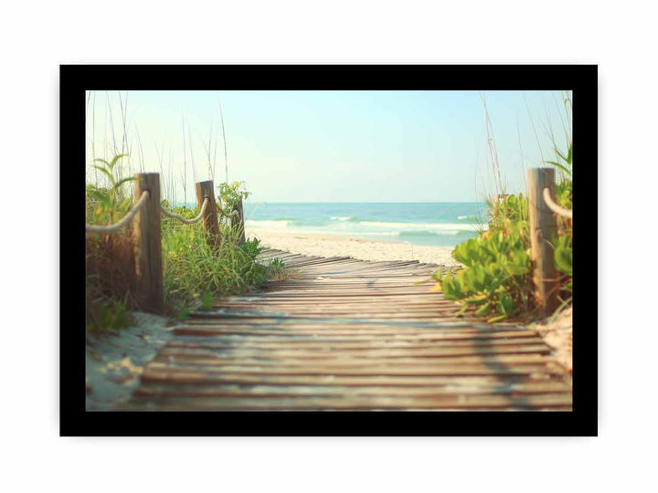 Wooden Path To Sea framed Print