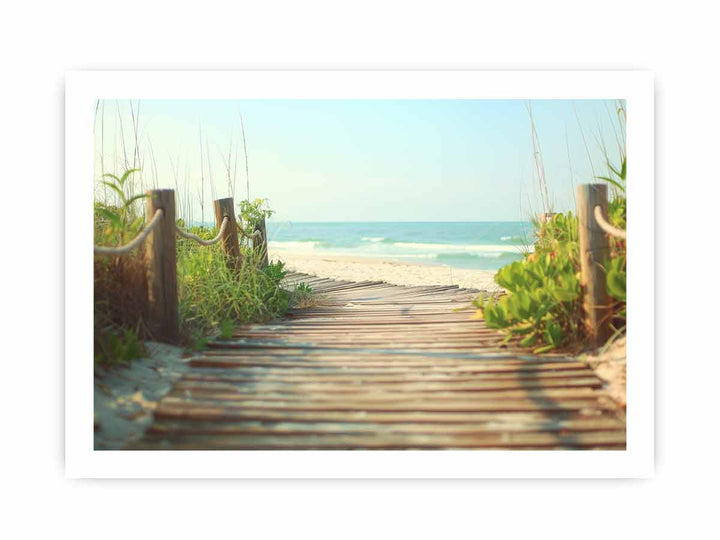 Wooden Path To Sea framed Print