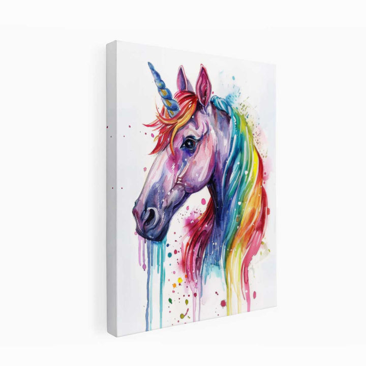 Unicorn Rainbow Watercolor Painting  canvas Print