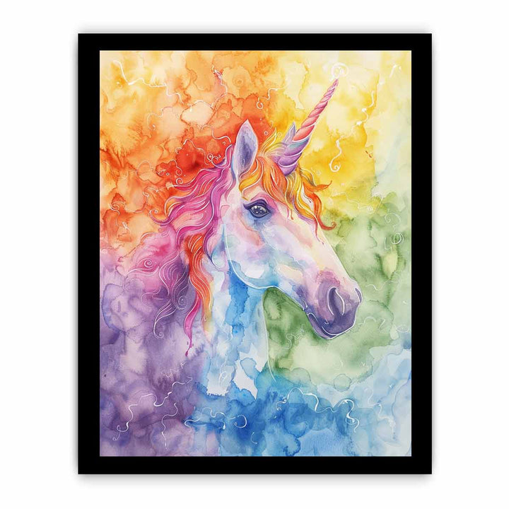 Unicorn Watercolor Painting framed Print