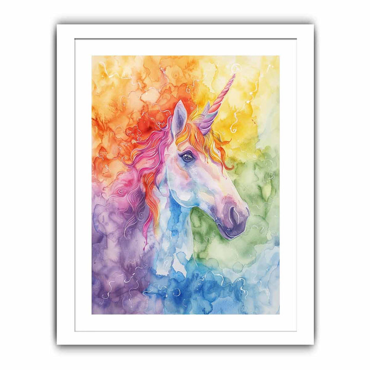 Unicorn Watercolor Painting framed Print