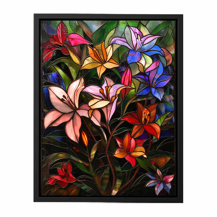 Floral Art In Stained Glass Painting canvas Print