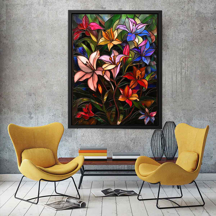 Floral Art In Stained Glass Painting Art Print