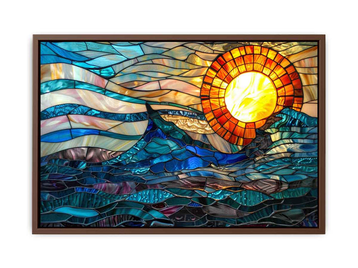 Ocean Sunset Glass Art  Painting