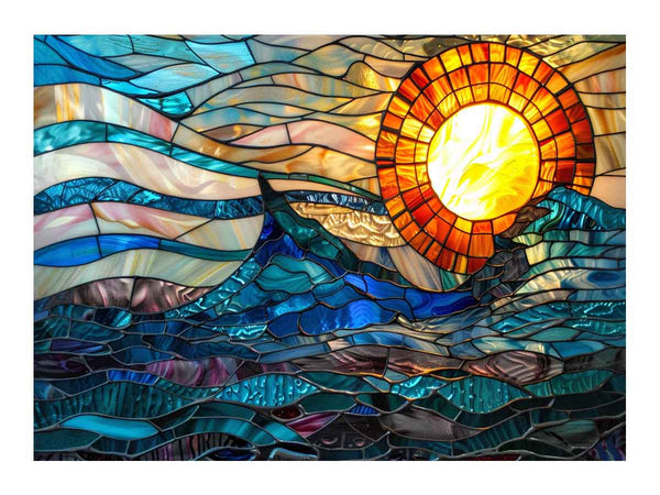Ocean Sunset Glass Art Art Print