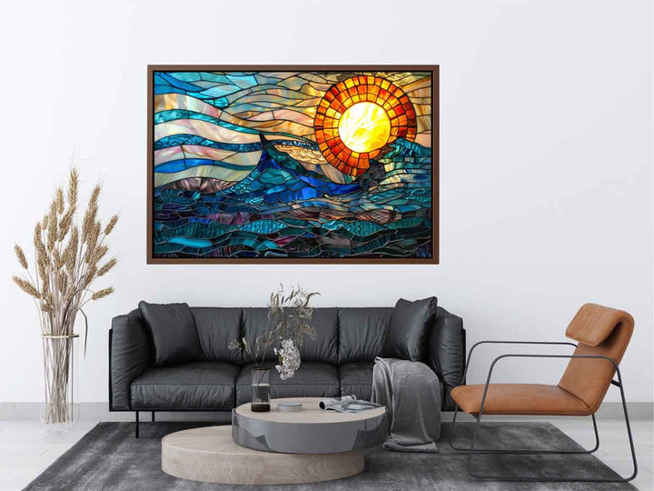 Ocean Sunset Glass Art Art Print